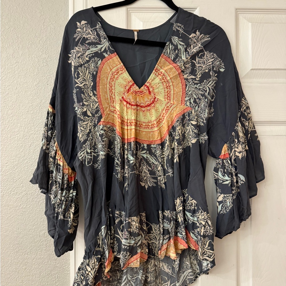 Free People Floral V-Neck Top - Multicolor